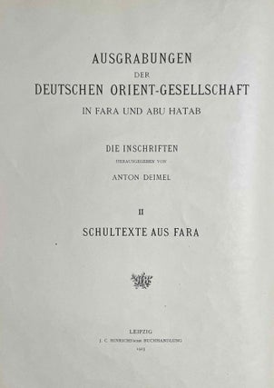 Die Inschriften von Fara. II: Schultexte aus Fara