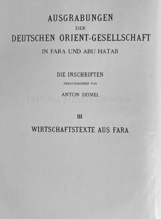Die Inschriften von Fara. III: Wirtschaftstexte aus Fara