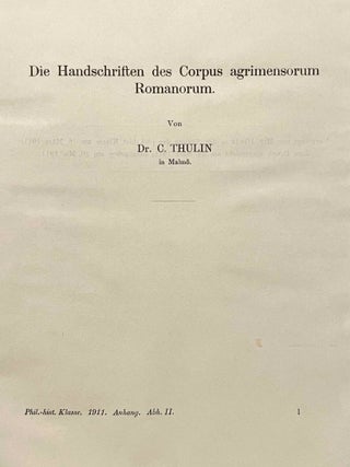 Die Handschriften des Corpus Agrimensorum Romanorum