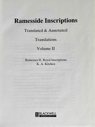 Ramesside inscriptions. Translated and annotated. Translations. Vol. II: Ramesses II, Royal Inscriptions.[newline]M8258-02.jpeg