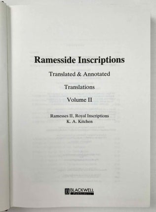 Ramesside inscriptions. Translated and annotated. Translations. Vol. II: Ramesses II, Royal Inscriptions.[newline]M8258a-01.jpeg