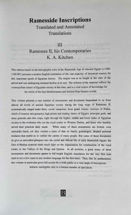 Ramesside inscriptions. Translated and annotated. Notes and comments. Vol. III: Ramesses II, His Contemporaries.[newline]M8259-02.jpeg
