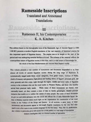 Ramesside inscriptions. Translated and annotated. Translations. Vol. III: Ramesses II, His Contemporaries.