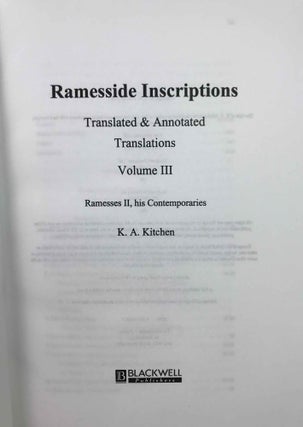 Ramesside inscriptions. Translated and annotated. Translations. Vol. III: Ramesses II, His Contemporaries.