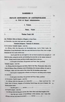 Ramesside inscriptions. Translated and annotated. Translations. Vol. III: Ramesses II, His Contemporaries.