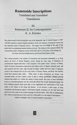 Ramesside inscriptions. Translated and annotated. Translations. Vol. III: Ramesses II, His Contemporaries.[newline]M8259d-02.jpeg