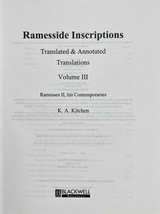 Ramesside inscriptions. Translated and annotated. Translations. Vol. III: Ramesses II, His Contemporaries.[newline]M8259d-04.jpeg