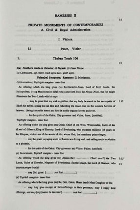 Ramesside inscriptions. Translated and annotated. Translations. Vol. III: Ramesses II, His Contemporaries.