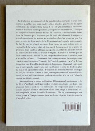 La création: poème pariétal = Die Schöpfung: ein Wandgedicht. La façade ptolémaïque du Temple d'Esna. Pour une poétique ptolémaïque.