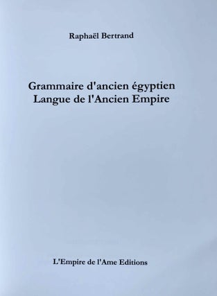 Grammaire d'ancien égyptien. Langue de l'Ancien Empire.[newline]M8304-01.jpeg