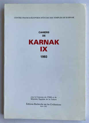 Item #M8313 Cahiers de Karnak. Volume IX (1993). AAE - Journal - Single issue[newline]M8313-00.jpeg