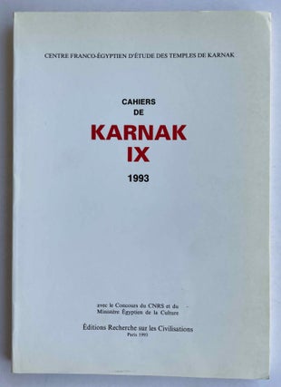 Item #M8313 Cahiers de Karnak. Volume IX (1993). AAE - Journal - Single issue