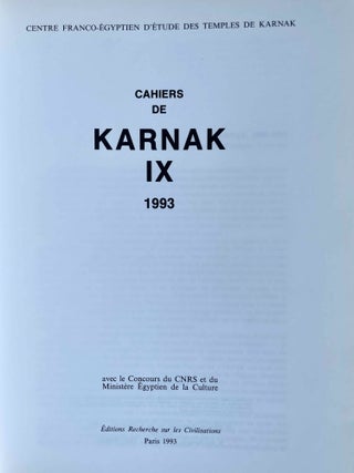 Cahiers de Karnak. Volume IX (1993)[newline]M8313-02.jpeg