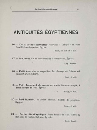 Collection Jean Sauphar. Antiquités égyptiennes, grecques, romaines. Objets d'art et de curiosité. Ameublement. Tableaux, dessins, gravures.