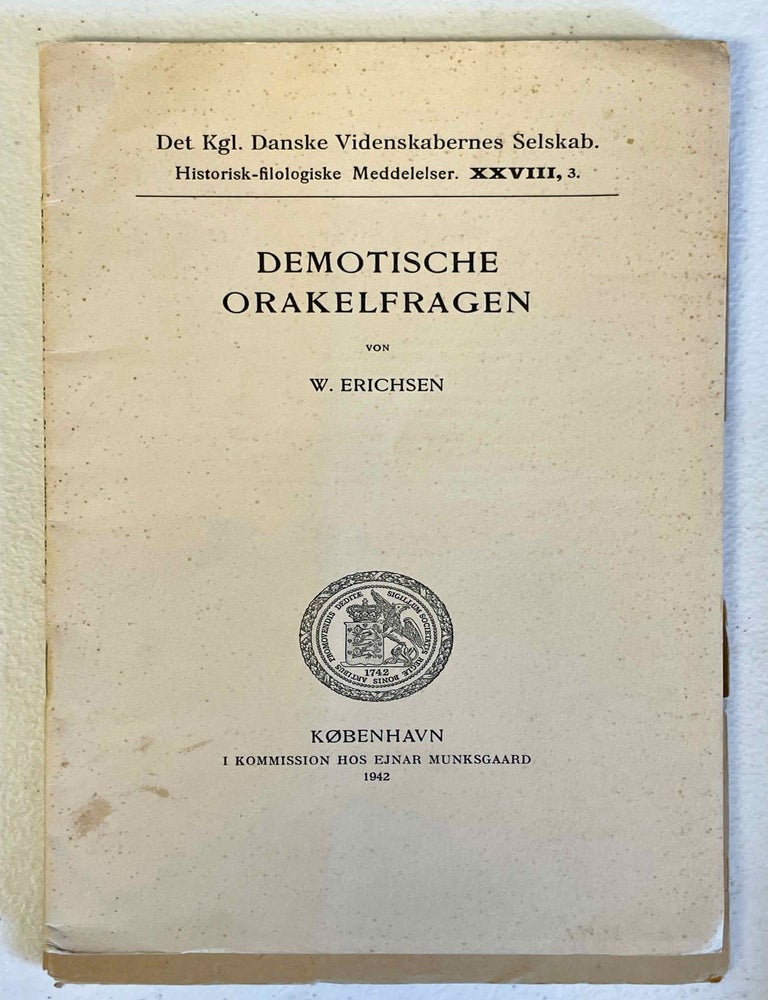 Item #M8345a Demotische Orakelfragen. ERICHSEN Wolja.
