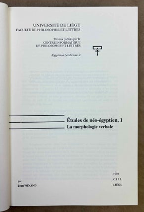 Etudes de néo-égyptien 1. La morphologie verbale (all published)