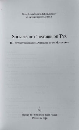 Sources de l'Histoire de Tyr. Vol. II: Textes et images de l'Antiquité et du Moyen-Age.[newline]M8354-01.jpeg