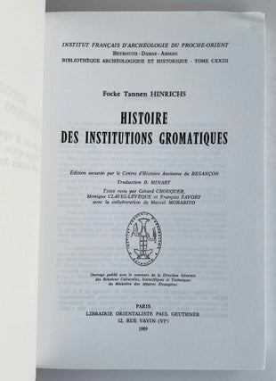 Histoire des institutions gromatiques[newline]M8356-01.jpeg