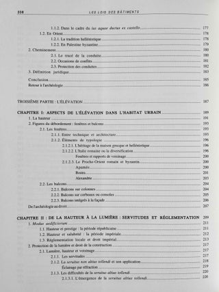 Les lois des bâtiments. Voisinage et habitat urbain dans l'Empire Romain. Recherches sur les rapports entre le droit et la construction privée du siècle d'Auguste au siècle de Justinien.