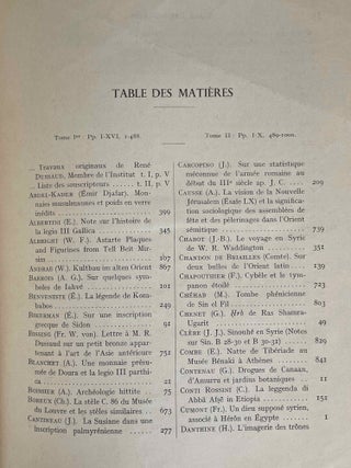 Mélanges syriens offerts à Monsieur René Dussaud. Tome I & II (complete set)