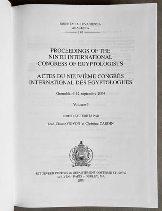 Proceedings of the Ninth International Congress of Egyptologists / Actes du neuvieme Congres International des Egyptologues. 2 volumes (complete set)[newline]M8379-01.jpeg