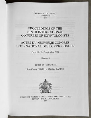 Proceedings of the Ninth International Congress of Egyptologists / Actes du neuvieme Congres International des Egyptologues. 2 volumes (complete set)