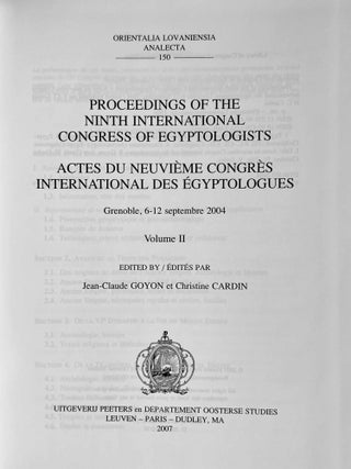Proceedings of the Ninth International Congress of Egyptologists / Actes du neuvieme Congres International des Egyptologues. 2 volumes (complete set)