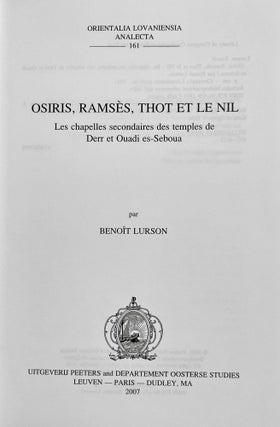 Osiris, Ramsès, Thot et le Nil. Les chapelles secondaires des temples de Derr et Ouadi es-Sebouâ.[newline]M8380-01.jpeg