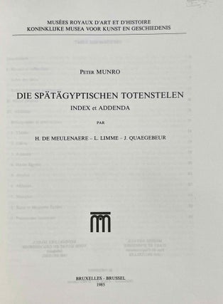 Die Spätägyptischen Totenstelen. Index et Addenda.[newline]M8391a-01.jpeg