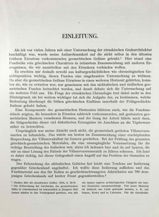 Der geometrische Stil in Italien. Archäologische Grundlagen der frühesten, historischen Zeit Italiens.