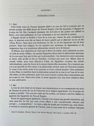 L'hymne à la crue du Nil. Tome I: Traduction et commentaire. Tome II: Présentation du texte. Texte synoptique. Planches. (complete set)