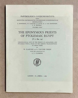 Item #M8417b The eponymous priests of Ptolemaic Egypt (P.L. Bat. 24). Chronological lists of the...[newline]M8417b-00.jpeg
