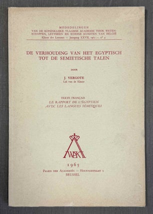 Item #M8451a De verhouding van het Egyptisch tot de semietische talen - Le rapport de...