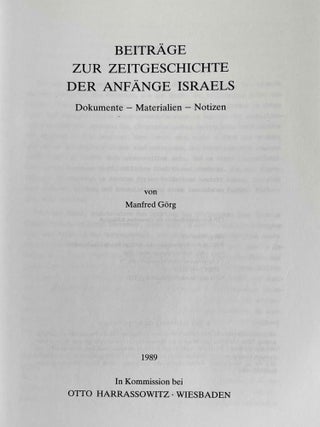 Beiträge zur Zeitgeschichte der Anfänge Israels. Dokumente, Materialien, Notizen.[newline]M8466-01.jpeg