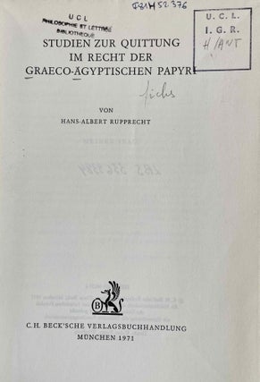 Studien zur Quittung im Recht der graeco-ägyptischen Papyri[newline]M8475-02.jpeg