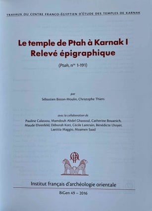 Le temple de Ptah à Karnak. Vol. I: relevé épigraphique (Ptah, nos 1-191). Vol. II: relevé photographique (Jean-François Gout) (complete set)[newline]M8495-04.jpeg