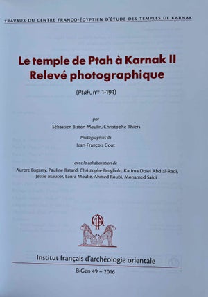 Le temple de Ptah à Karnak. Vol. I: relevé épigraphique (Ptah, nos 1-191). Vol. II: relevé photographique (Jean-François Gout) (complete set)[newline]M8495-14.jpeg