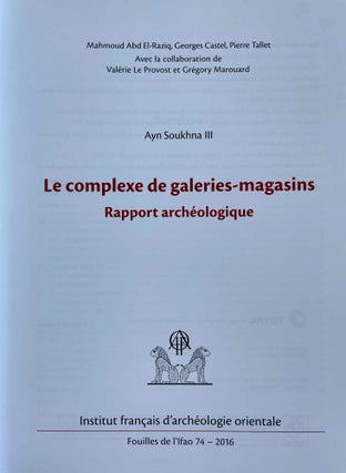 Ayn Soukhna III. Le complexe de galeries-magasins: rapport archéologique.[newline]M8504-01.jpeg
