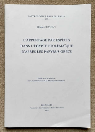 Item #M8518a L'arpentage par espèces dans l'Egypte ptolémaïque d'après les...