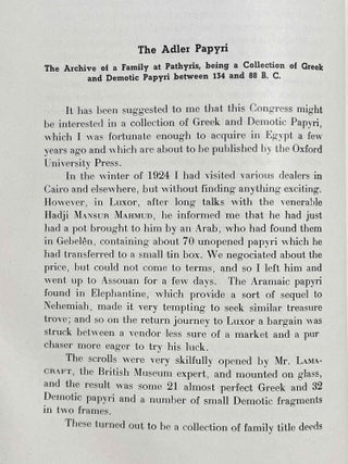 Actes du Ve congrès international de papyrologie. Oxford, 30 août - 3 septembre 1937.[newline]M8520-02.jpeg