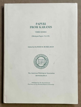 Item #M8524 Papyri from Karanis, Third Series: Michigan Papyri, Volume IX. HUSSELMAN Elinor M[newline]M8524-00.jpeg