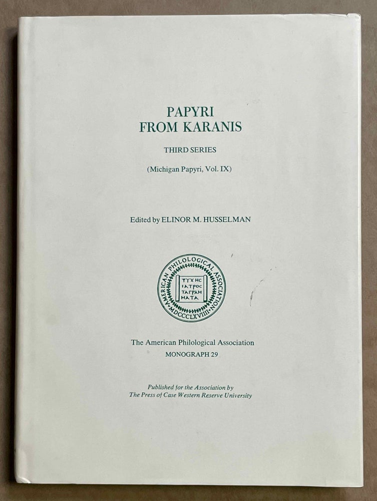 Item #M8524 Papyri from Karanis, Third Series: Michigan Papyri, Volume IX. HUSSELMAN Elinor M.[newline]M8524-00.jpeg