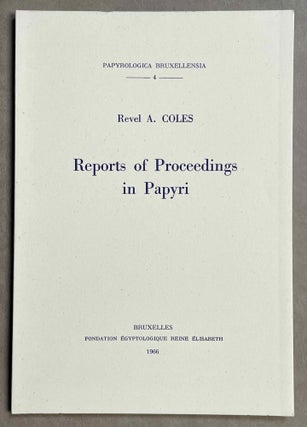 Item #M8537a Reports of proceedings in papyri. COLES Revel Arlington