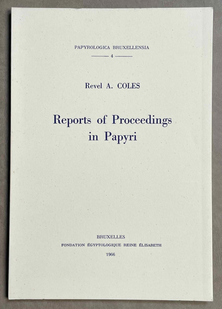 Item #M8537a Reports of proceedings in papyri. COLES Revel Arlington.[newline]M8537a-00.jpeg