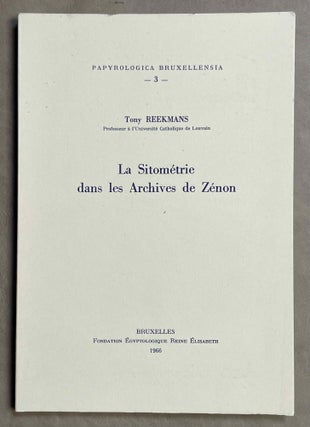 Item #M8538a La sitométrie dans les archives de Zénon. REEKMANS Tony