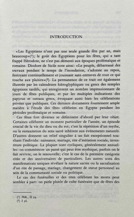 Fêtes d'Egypte ptolémaïque et romaine d'après la documentation papyrologique grecque