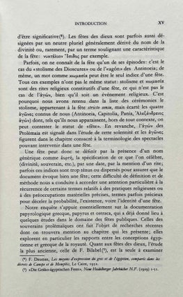 Fêtes d'Egypte ptolémaïque et romaine d'après la documentation papyrologique grecque