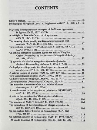 On government and law in Roman Egypt. Collected papers of Naphtali Lewis.