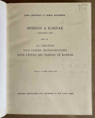 Cahiers de Karnak. Volumes I to IV.[newline]M8571-03.jpeg