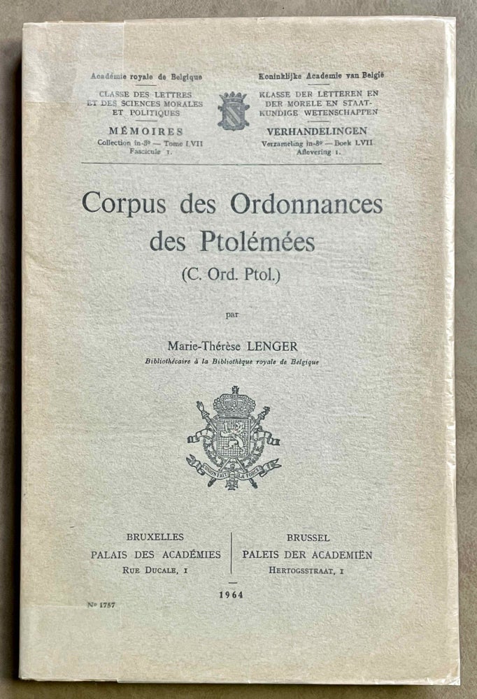 Item #M8572 Corpus des ordonnances des Ptolémées (C. Ord. Ptol.). LENGER Marie-Thérèse.[newline]M8572-00.jpeg